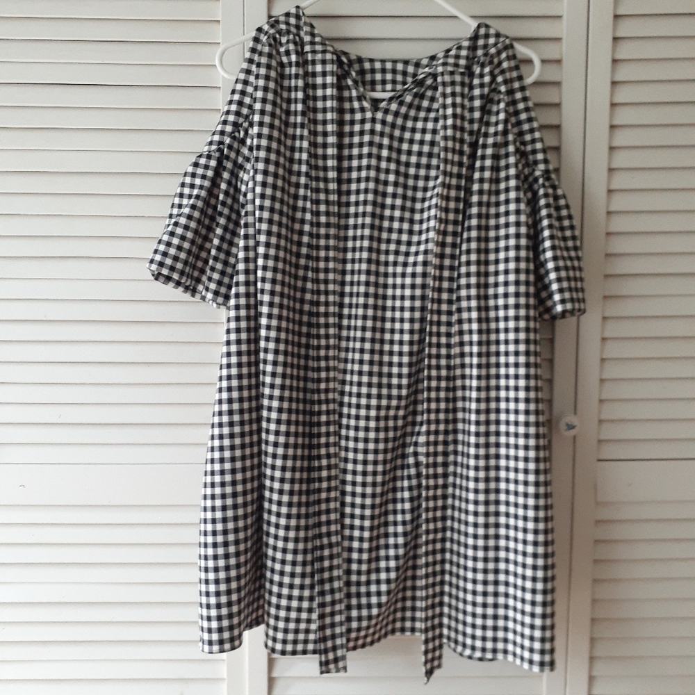 Women's Shoulderless Puffy-Sleeve Highneck Modest Zara Dress Size M - Picture 2 of 2